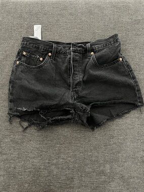 Levi's Black Distressed Cutoff Jean Shorts 501